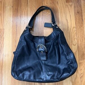 Coach Black Soho Leather Shoulder Bag with Silver Buckle F17092